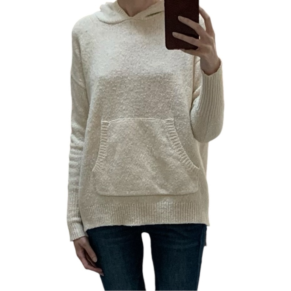 Nili Lotan Cream Hooded Wool & Silk Blend Sweater